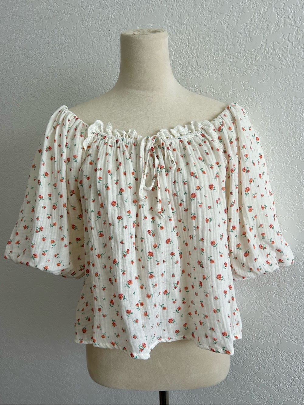 Passport Cottagecore Romantic Boho Gauze Ditzy Floral Blouse Top
